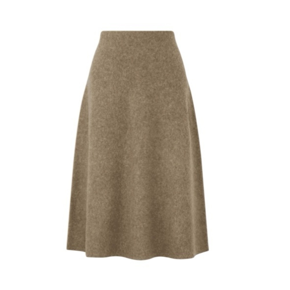 Uniqlo A-Line Midi Skirt in Taupe Brown